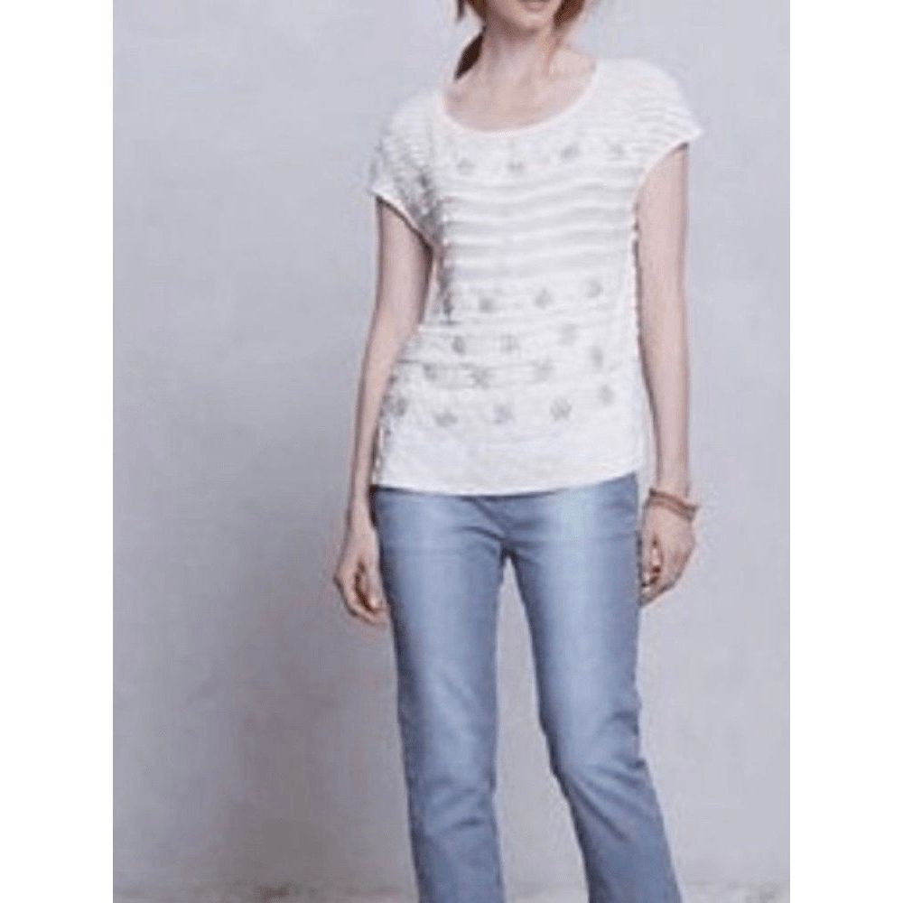 Anthropologie Moulinette Soeurs Womens S Calla Lily Rhinestone Pleated White Sho - Picture 3 of 10